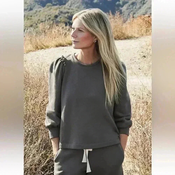 G Label By Goop Torres Puff Sleeve Slate Grey Sweatshirt Womens